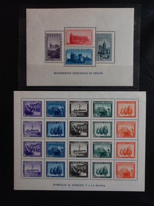 Spanien 1938 - Broschüre Historische Denkmäler und Armee und Marine - Edifil 847 + 849