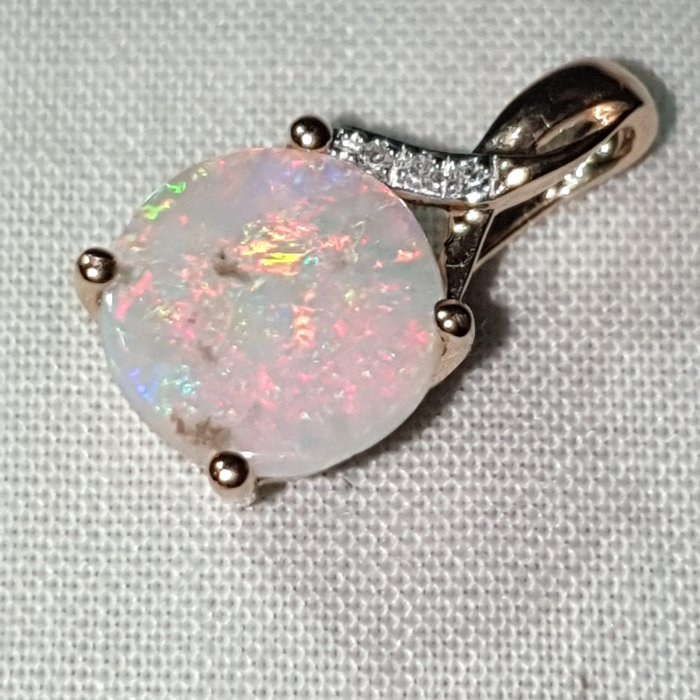 Pingente - 14 K Ouro rosa Opala - Diamante 