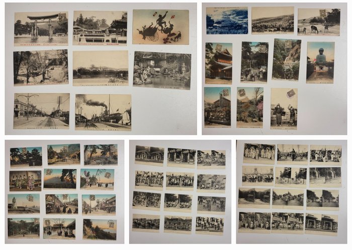 日本, 法國 - 亞洲, 城市和景觀, 婦女（工作中的，從軍中，男裝的，受刑中的...）, 船舶, 日本 24 張郵政立體鏡系列 L.L 與日本 30 張郵政立體鏡 - 明信片 (54) - 1905-1914