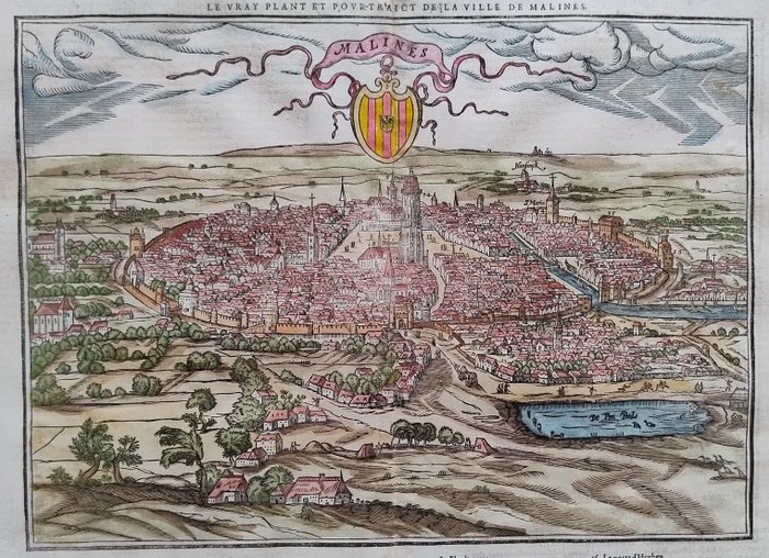 Europa, Hartă - Belgia / Mechelen; Belleforest - Malines - 1575