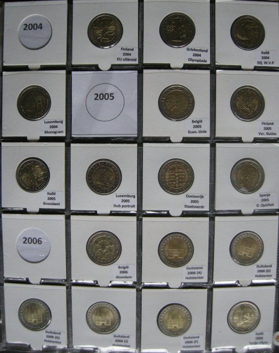 Europa. 2 Euro 2004/2021 (compleet - 437 verschillende munten in munthouders)