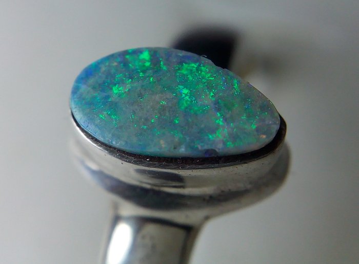 "Gratis frakt" 925 Silver Ring - Naturlig australisk Opal- 2.46 g