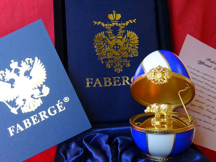 Figur - House of Faberge - Imperial Egg  - Romanov- Surprise Egg - Boxed -Certificate of Authenticity - Gold veredelt