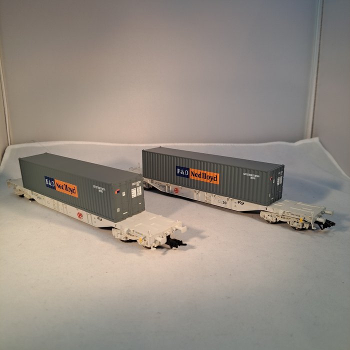 Fleischmann H0 - 98 5808NL - Wagon de marchandises pour trains miniatures (1) - Coffret de wagons porte-conteneurs limité - NS