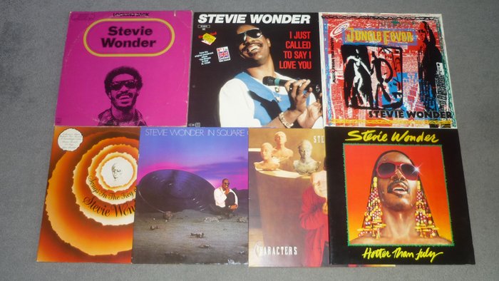 Stevie Wonder - Lot of 7 albums incl. 3-LP Set & Double Album - 多个标题 - 3xLP专辑（三张专辑） - 1977