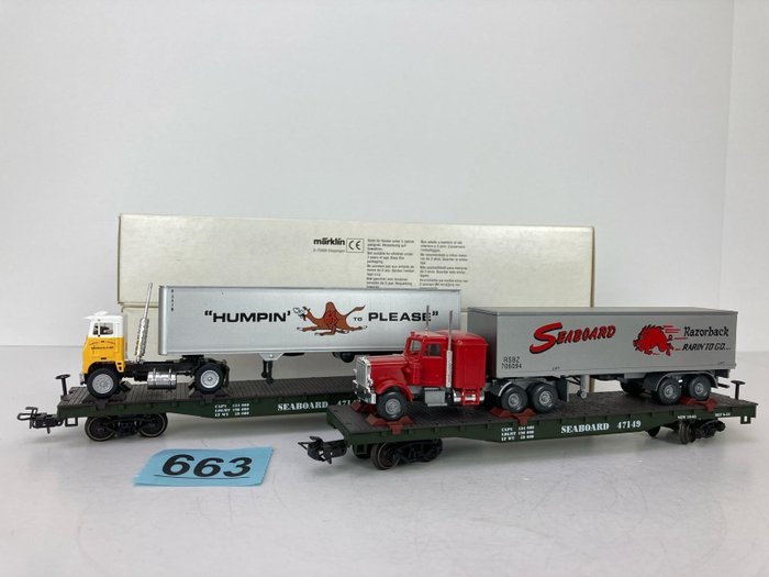 Märklin H0 - 4865 - Τρένο μοντελισμού μεταφοράς εμπορευμάτων (2) - 2 φορτηγά βαγόνια - Seaboard