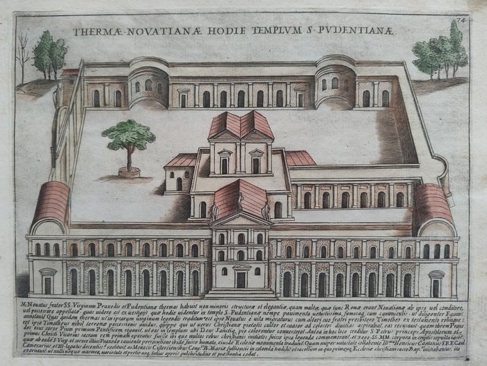 歐洲, 地圖 - 義大利/拉齊奧/羅馬; G. Lauro - Thermae Novatianae Hodie Templum S. Pudentianae - 1601-1620