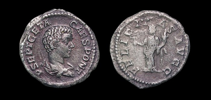 Impero romano. Geta (209-211 d.C.). Denarius Rome, AD 200/2 - Felicitas  (Senza Prezzo di Riserva)