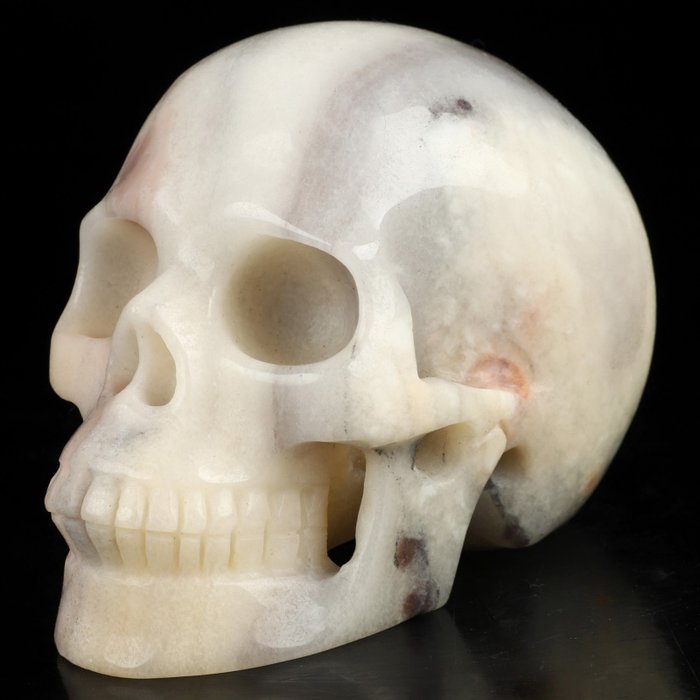无底价 美丽的粉红东陵 颅骨 - Hand Carved Skull - 75 mm - 66 mm - 100 mm