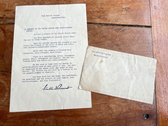 U.S. - Document - No reserve price !! - WW2 Torch D-Day ''Franklin Roosevelt'' letter to invasion troops - Airborne. - 1944