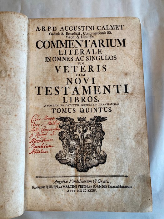 Augustini Calmet bible commentary - 1734