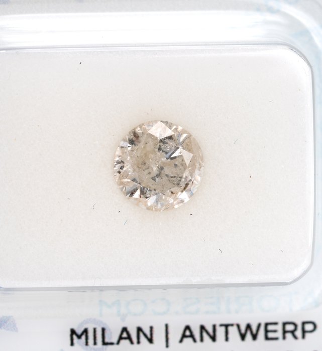 1 pcs Diamant - 0.87 ct - Rund, Ingen reserve - K faint brown - I3 (piqué)