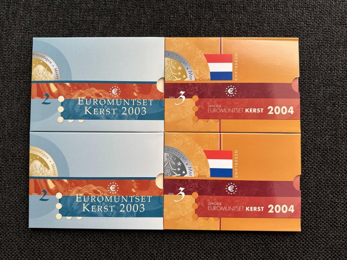 荷兰. Year Set (FDC) 2003/2004 "Kerst" Bi-colour en Zilveren uitgifte in blister (4x)  (没有保留价)