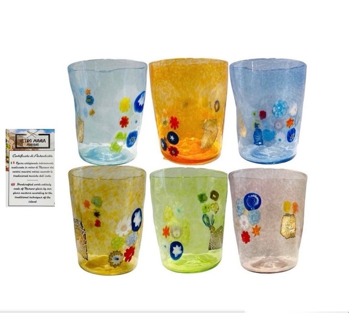 Murano glass Filippo Maso per Vetromania - Service de boisson - Verre de Murano et murrine millefiori