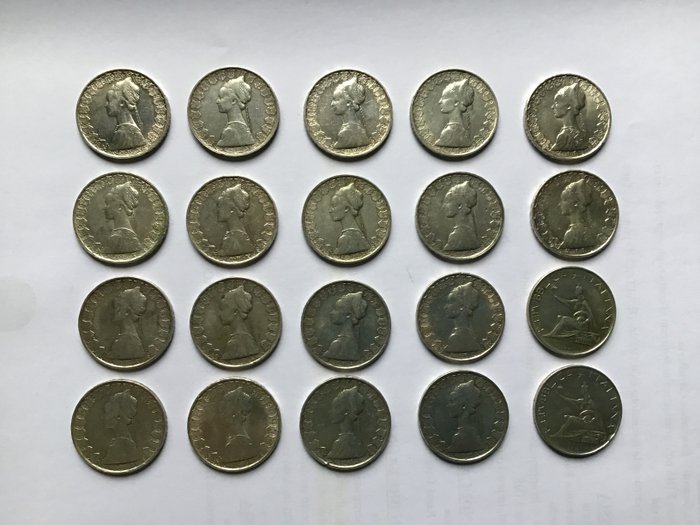 Italien, Den Italienske Republik. 500 Lire argento (20 monete)  (Ingen mindstepris)