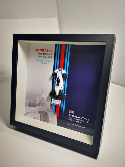 3D racing Art by Scaled Down 1:43 - Model raceauto - Carlos Pace Brabham BT44b Winner GP Brazil 1975 - Limited Edition 1 of 5!