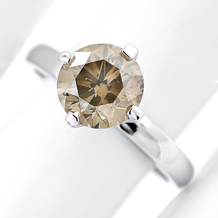 没有保留价 - 1.21 Carat Fancy Diamond Solitaire - 戒指 - 14K包金 白金 