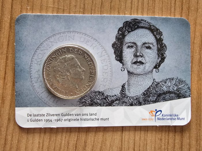 Holandia. Coincard 1 Gulden 1958 'Laatste Zilveren Juliana gulden ( zeer zeldzaam )