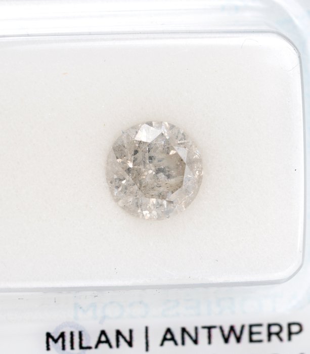1 pcs 鑽石 - 1.05 ct - 圓形, 無保留，理想切工 - I(極微黃、正面看為白色) - I3 (piqué)