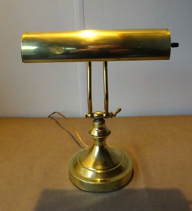 Lampada da scrivania - Elegante lampada da notaio - Lampada da banchiere - Ottone, Rame