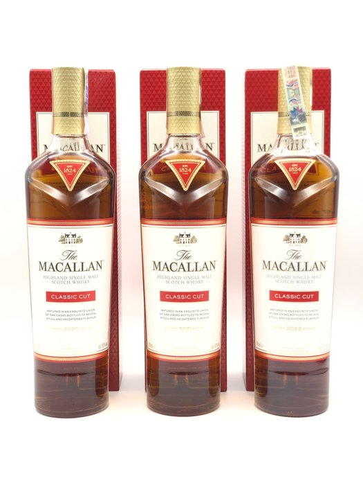 Macallan - Classic Cut - 2020 - 2021 - 2022 - Original bottling  - 700 ml - 3 flaskor