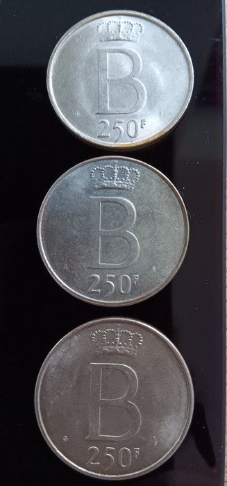Belgia. Baudouin I (1951-1993). 250 Francs 1976 3x  (Fără preț de rezervă)