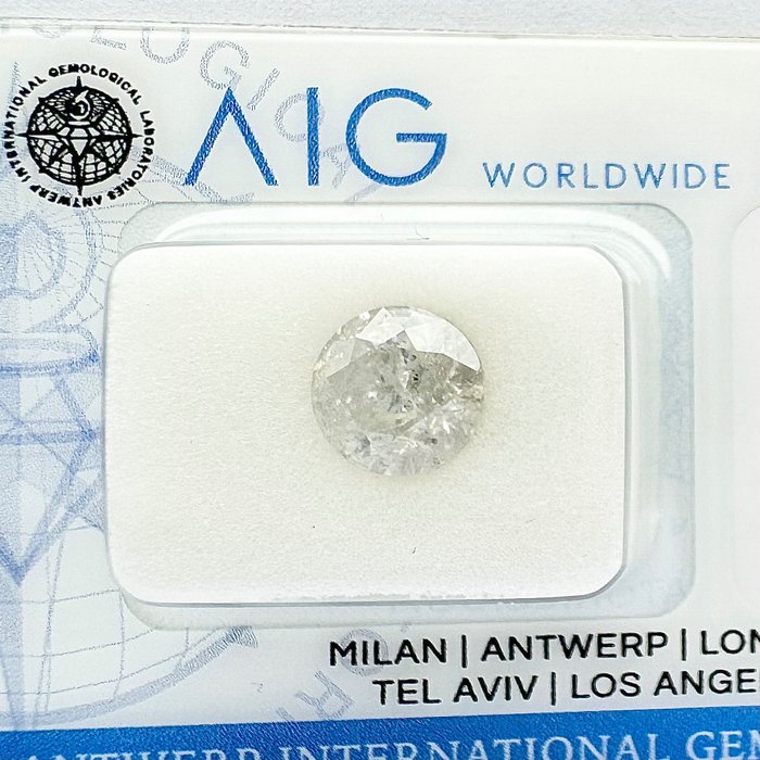 1 pcs Diamante - 1.87 ct - Rotondo - I - I2, No Reserve Price!