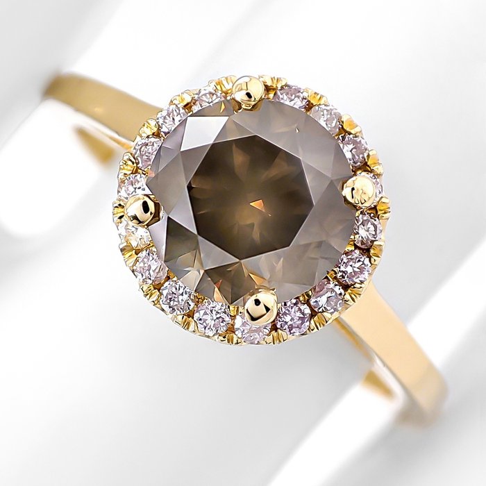 No Reserve Price - 1.78 Carat Fancy And Pink Diamonds - Ring - 14 kt. Yellow gold