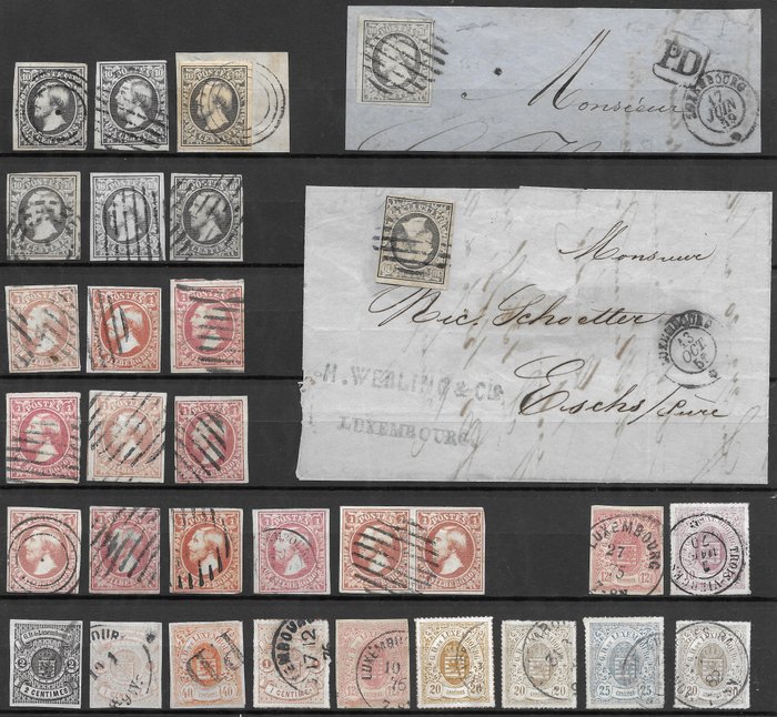 Luxemburg 1852/1865 - Luxemburg, insbesondere Wilhelm II. + Wappen - Numers 1 - 2 - 3 - 4 - 7 - 11 - 16- 18 - 1 9