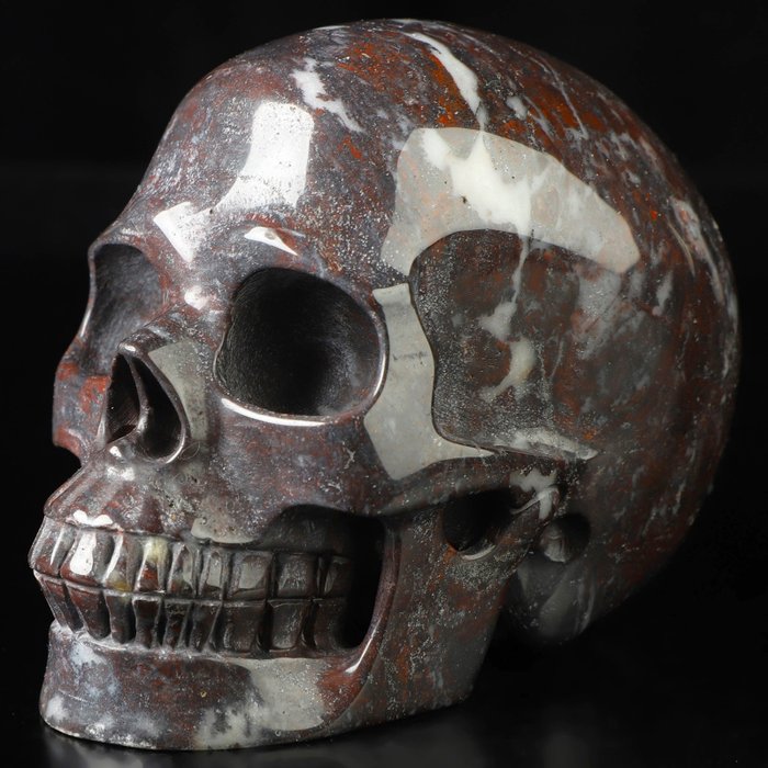 Incredibile BloodStone da 1.409 Kg Teschio scolpito - Hand Carved Skull - 97 mm - 85 mm - 128 mm