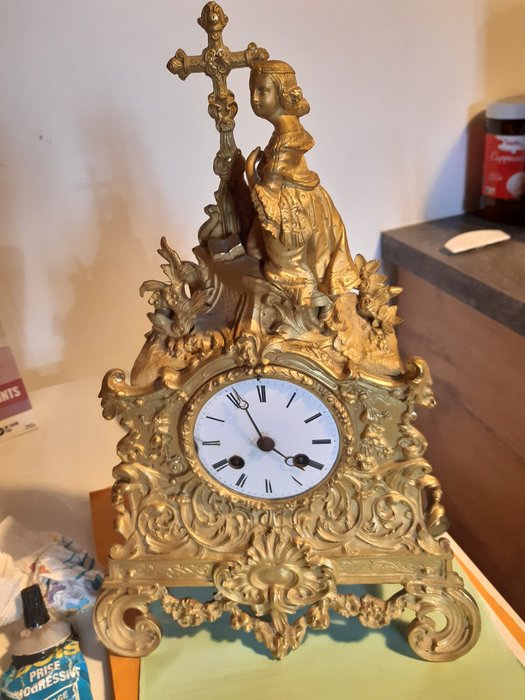 壁炉架时钟 - 路易斯菲利普 - 镀金青铜 - 1850-1900, 1840-1850