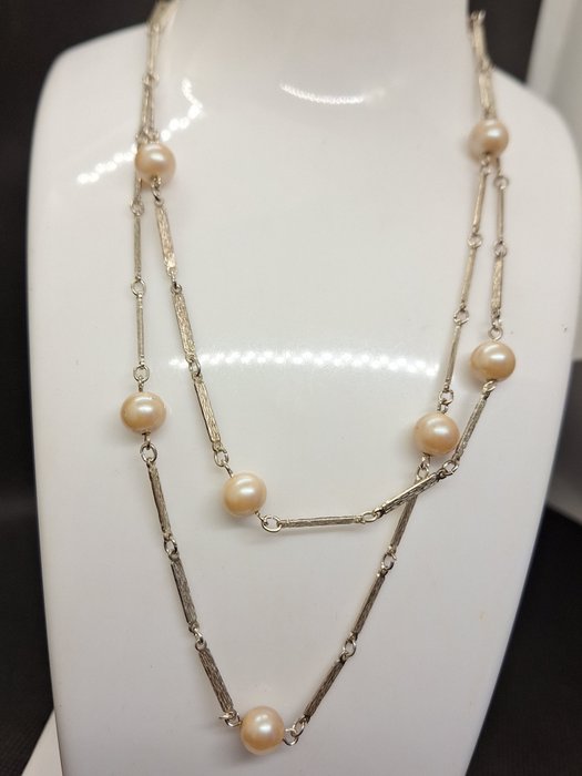 No Reserve Price - Carl Maurer Sohn (Idar Oberstein) - Necklace Silver Pearl - Pearl 