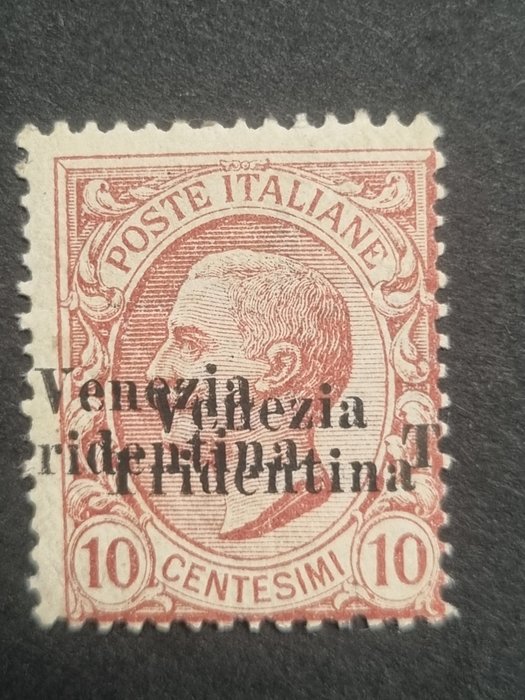 Italia - Trentino  - 10 senttiä kolminkertaisella painatuksella "Venezia Tridentina" - Sassone N. 22ba