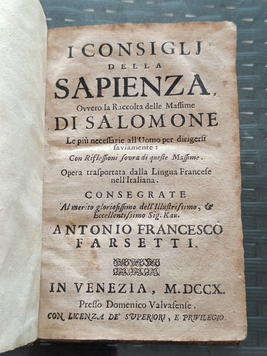 Salomone - I Consigli della Sapienza - 1710