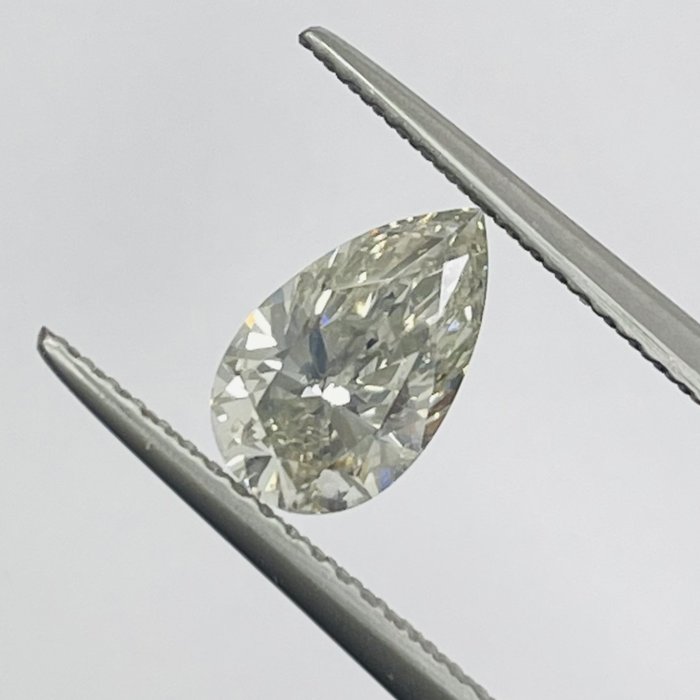 1 pcs Diament - 1.20 ct - gruszkowy - jasnoszary - SI2 (z nieznacznymi inkluzjami), GIA
