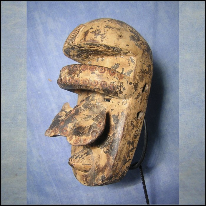 Mască tribală - Gle/Bete - 29 cm - bază liberă - Coasta de Fildeș  (Fără preț de rezervă)
