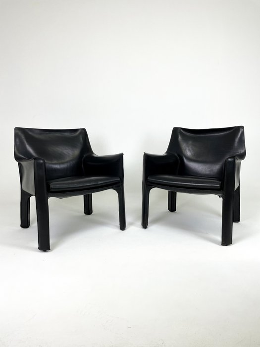 Cassina - Mario Bellini - 扶手椅子 (2) - 驾驶室414 - 皮革, 钢