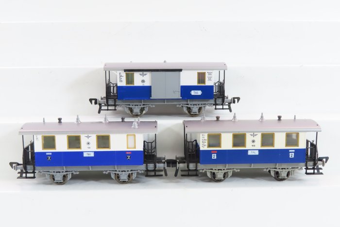 Fleischmann H0 - 5054/5053 - Wagon de passagers pour trains miniatures (3) - 3 voitures de passagers à deux essieux ; 2ème classe et transport de bagages - ELB
