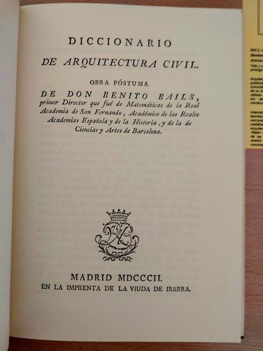 Benito Bails - Diccionario de Arquitectura Civil - 1992