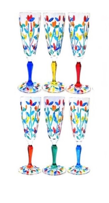 Vetreria Zecchin - Set di bicchieri - vetro decorato a mano