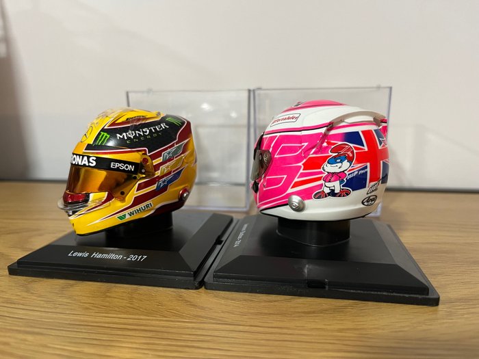 Spark 1:5 - Modelracerbil  (2) -British World Champions F1 Drivers Pack - Verdensmester 2017 - Lewis Hamilton og verdensmestre 2009 Jenson Button