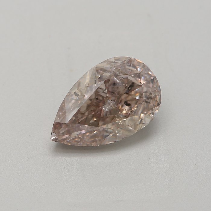 1 pcs Diamant - 1.32 ct - Pære - fancy pink brun - I1
