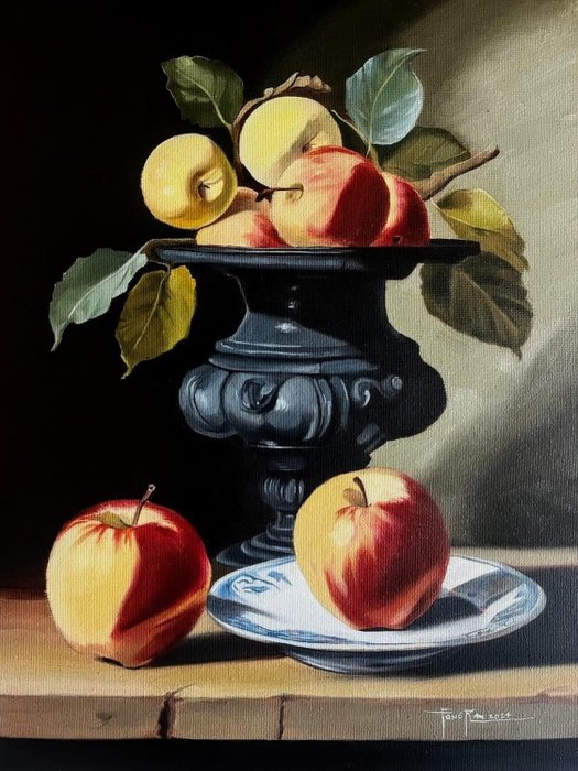 Eugenio Panòrm - Natura morta con vaso e mele