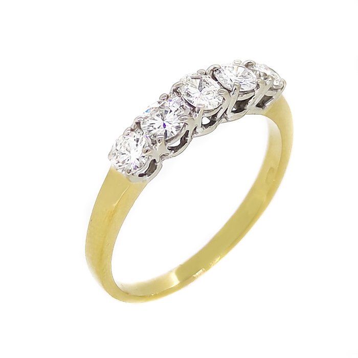 Ring - 18 kt. White gold, Yellow gold -  0.90 tw. Diamond  (Natural) 