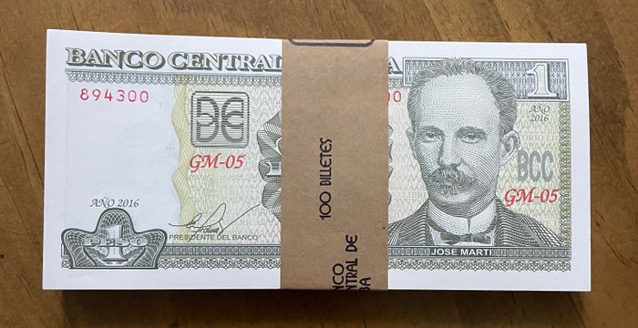 Cuba. - 100 x 1 peso 2016 - Pick 128g