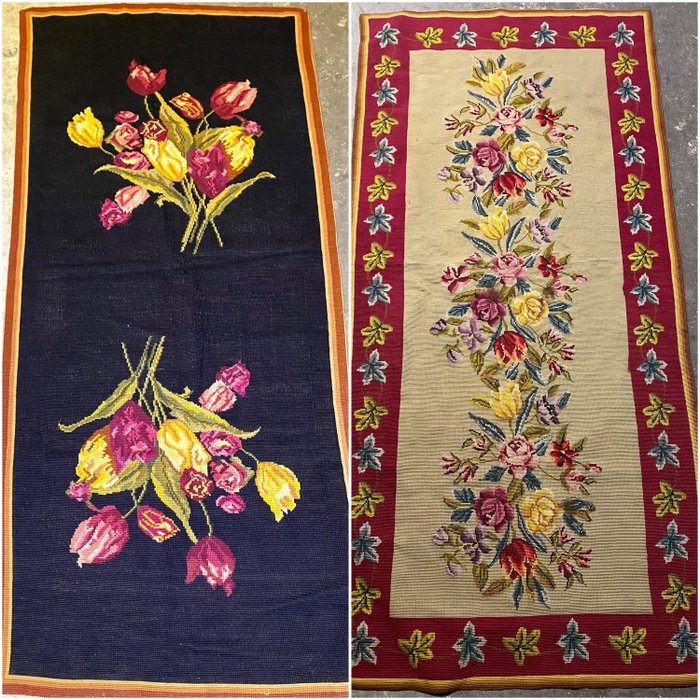 2 tapis Anglaise  kilim anciens tissé a la main en laine - Carpete - 195 cm - 88 cm