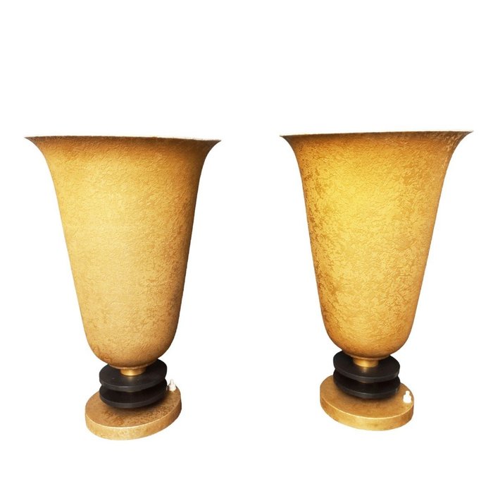 Lamp (2) - Corole - gepatineerd metaal Art Deco 1930 goudoxide