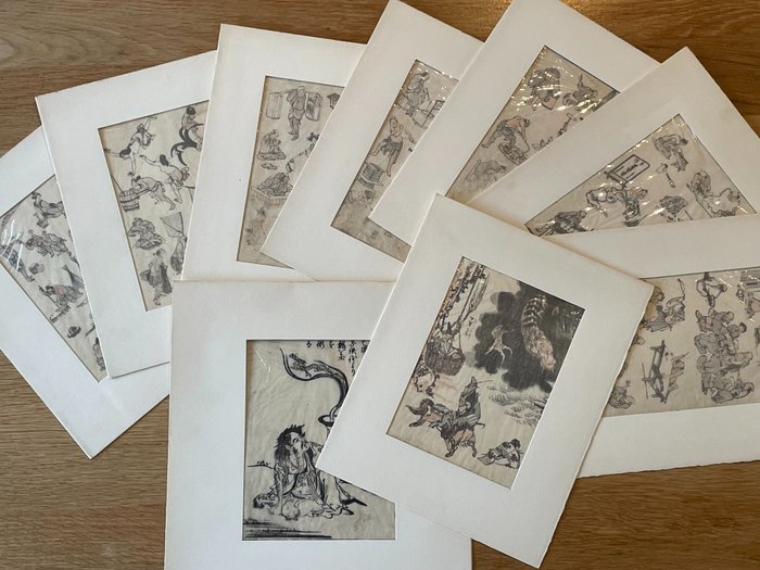 9 woodblock prints from 'Hokusai manga' 北斎漫画 (Hokusai's Sketches) - 2nd half 19th century - Katsushika Hokusai (1760–1849) - Japon