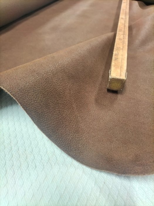 Lussuosa ecopelle marrone con retro in lana - made in Italy - Stoff - 400 cm - 140 cm