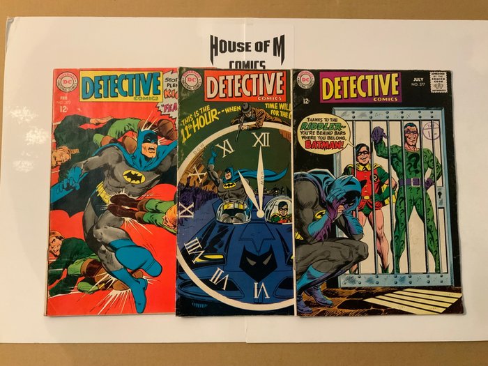 Detective Comics (1937 Series) Featuring Batman # 372, 375 & 377 - Silver Age Gems! Neal Adams cover! Riddler Appearance! - 3 Comic collection - Første udgave - 1968